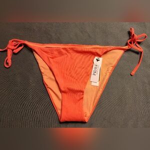 Victoria's Secret Bikini Bottom Side Tie Cheeky Sz M NWT Rib Coral Blaze